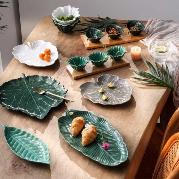 Leaf Shape Bulk Ceramic Plates, Tapas Bowls Wholesale (1)