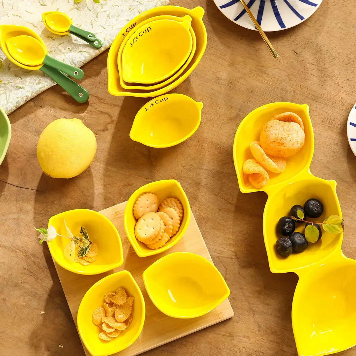 Lemon Shape Bulk China Dinnerware, Wholesale Plates and Bowls-6